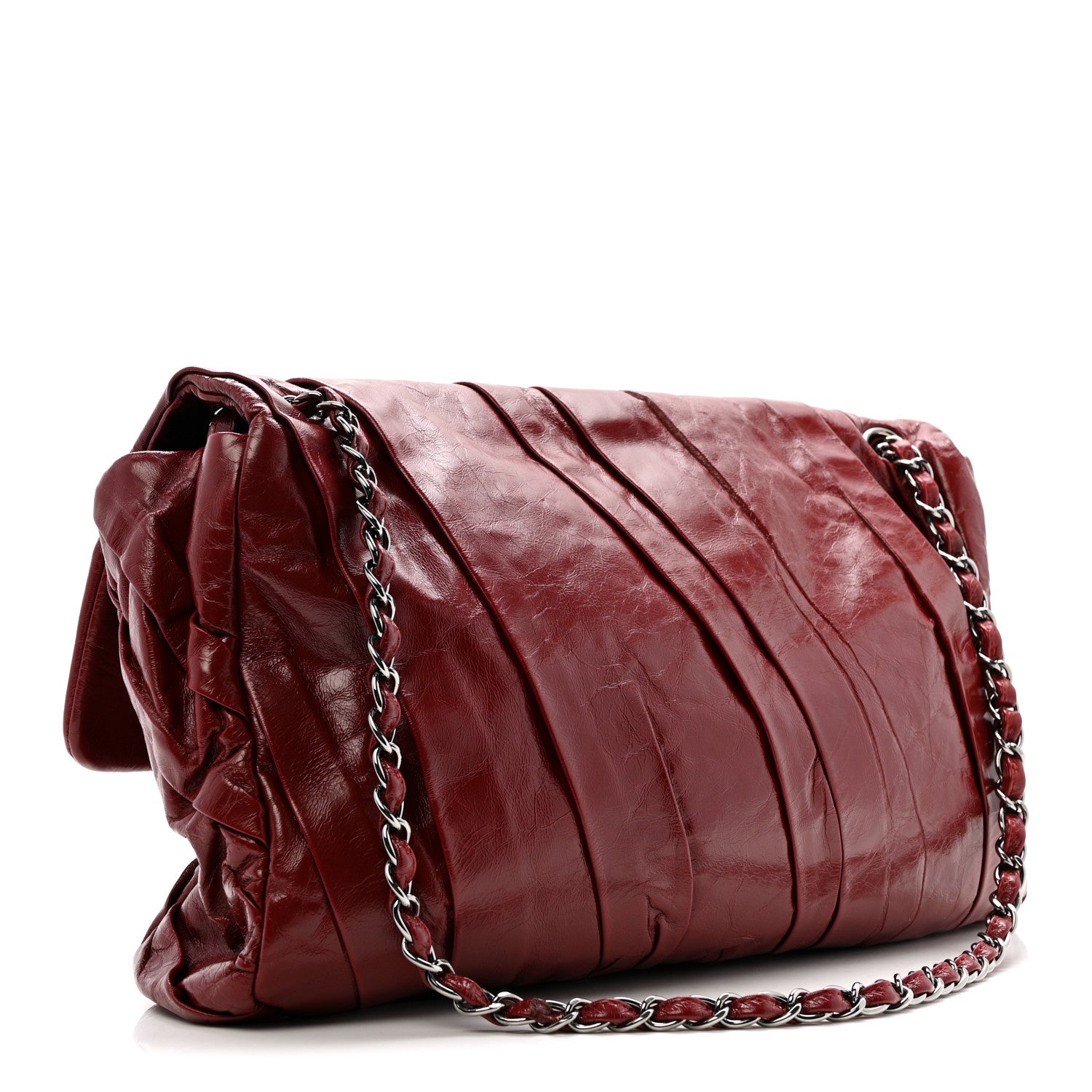 Chanel Glazed Calfskin Twisted Maxi Flap Red