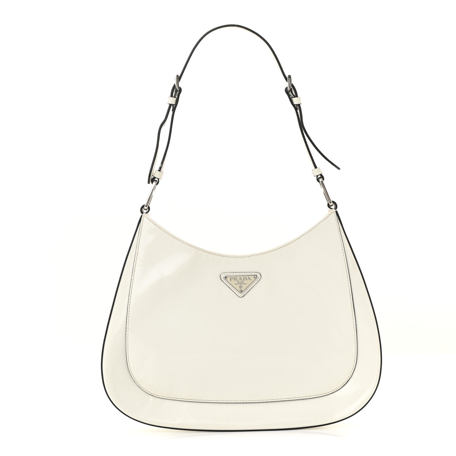 Prada Spazzolato Cleo Adjustable Strap Shoulder Bag White