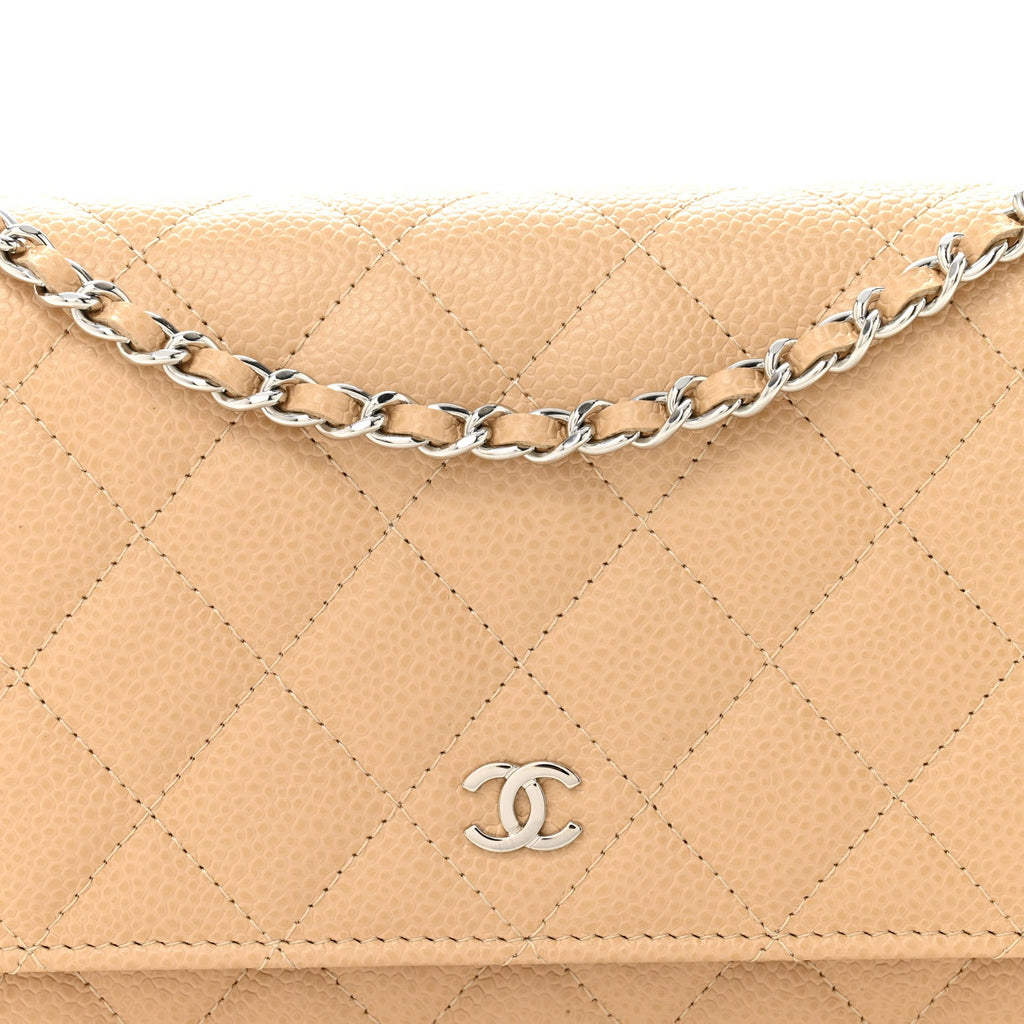 Chanel Caviar Quilted Wallet on Chain WOC Beige