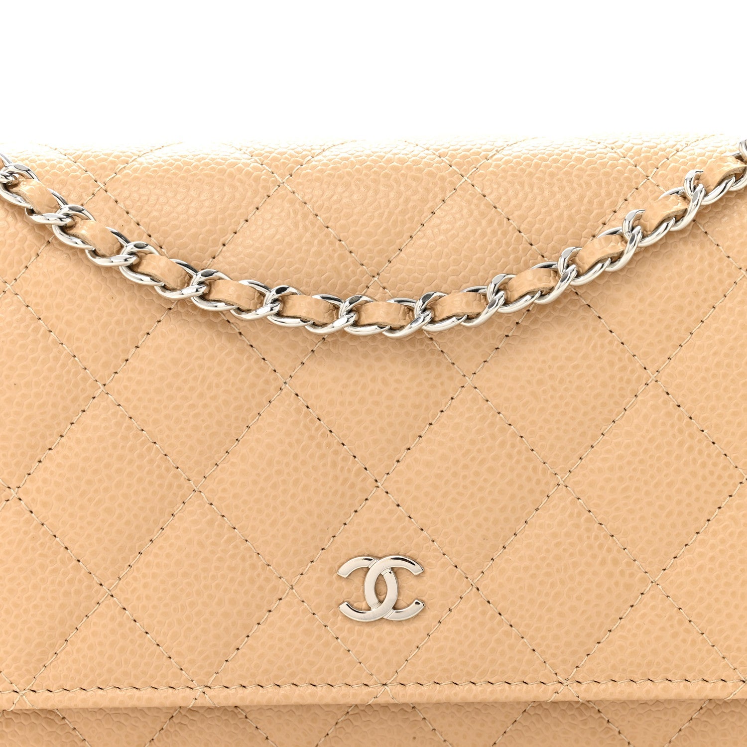 Chanel Caviar Quilted Wallet on Chain WOC Beige