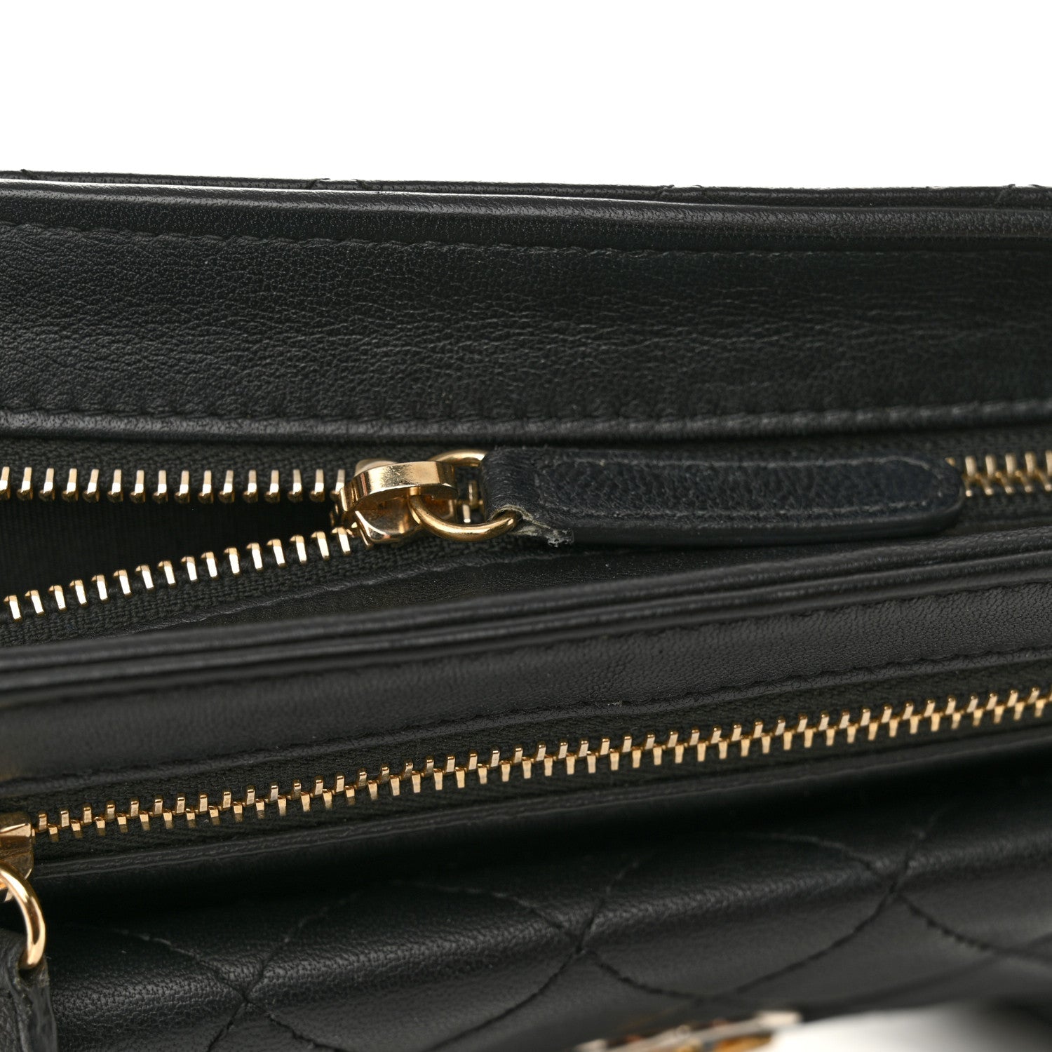 Chanel Lambskin Quilted Square Front Pocket Clutch With Chain Black