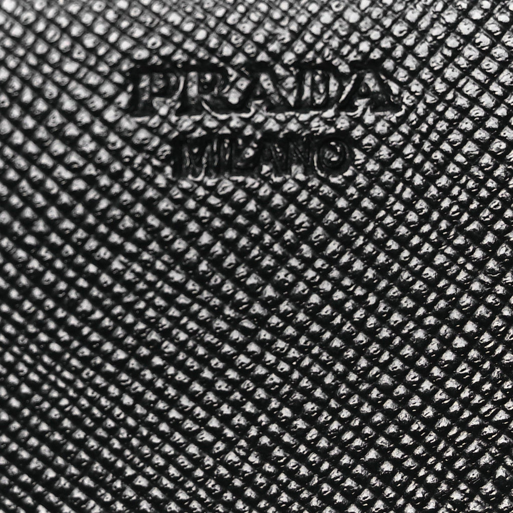 Prada Saffiano Triangle Continental Flap Wallet Black