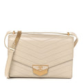 Chanel Calfskin Chevron Quilted Large Medal Flap Light Beige