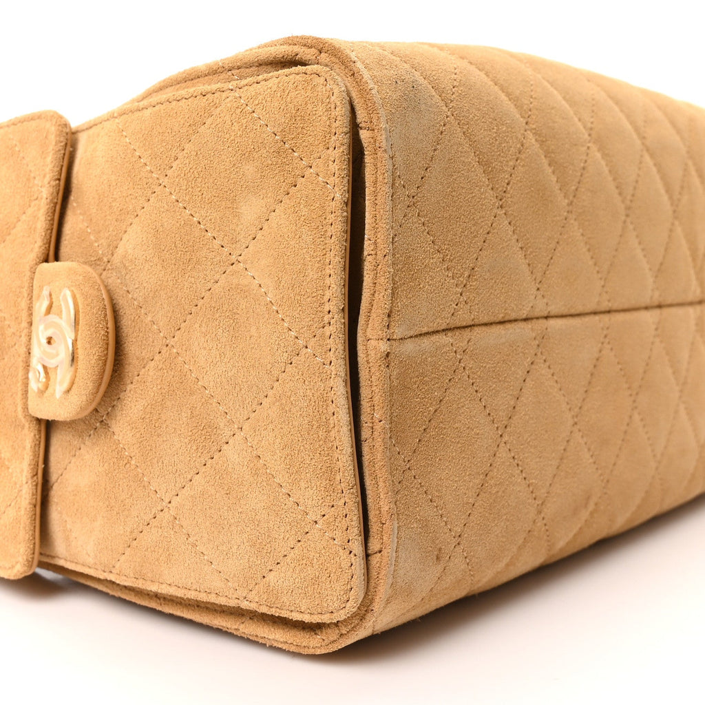 Chanel Suede Quilted Small Chanel 25 Handbag Beige