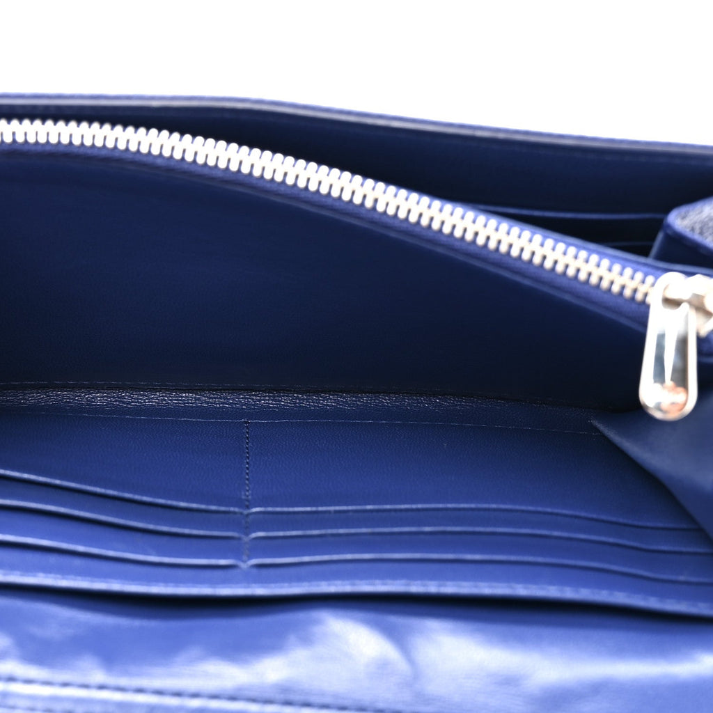 Christian Dior Grained Calfskin Diorama Wallet On Chain Blue
