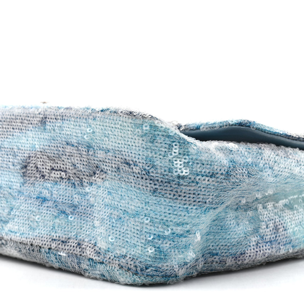 Chanel Sequin Large Waterfall Flap Light Blue