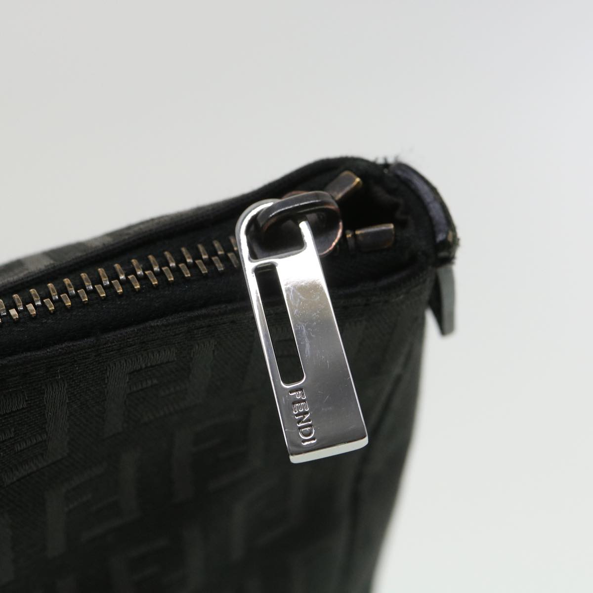 FENDI Zucchino Canvas Hand Bag Black  ac1348