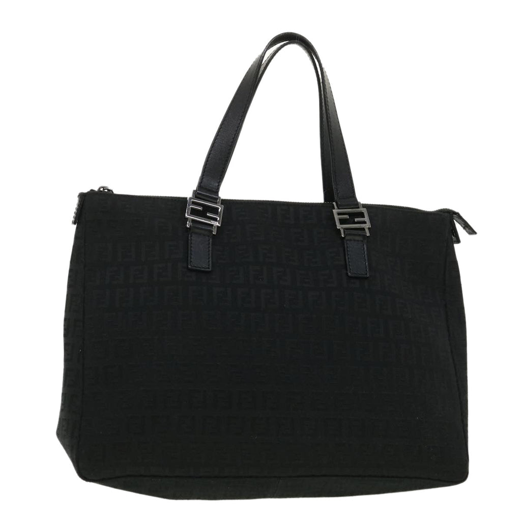 FENDI Zucchino Canvas Hand Bag Black  ac1348