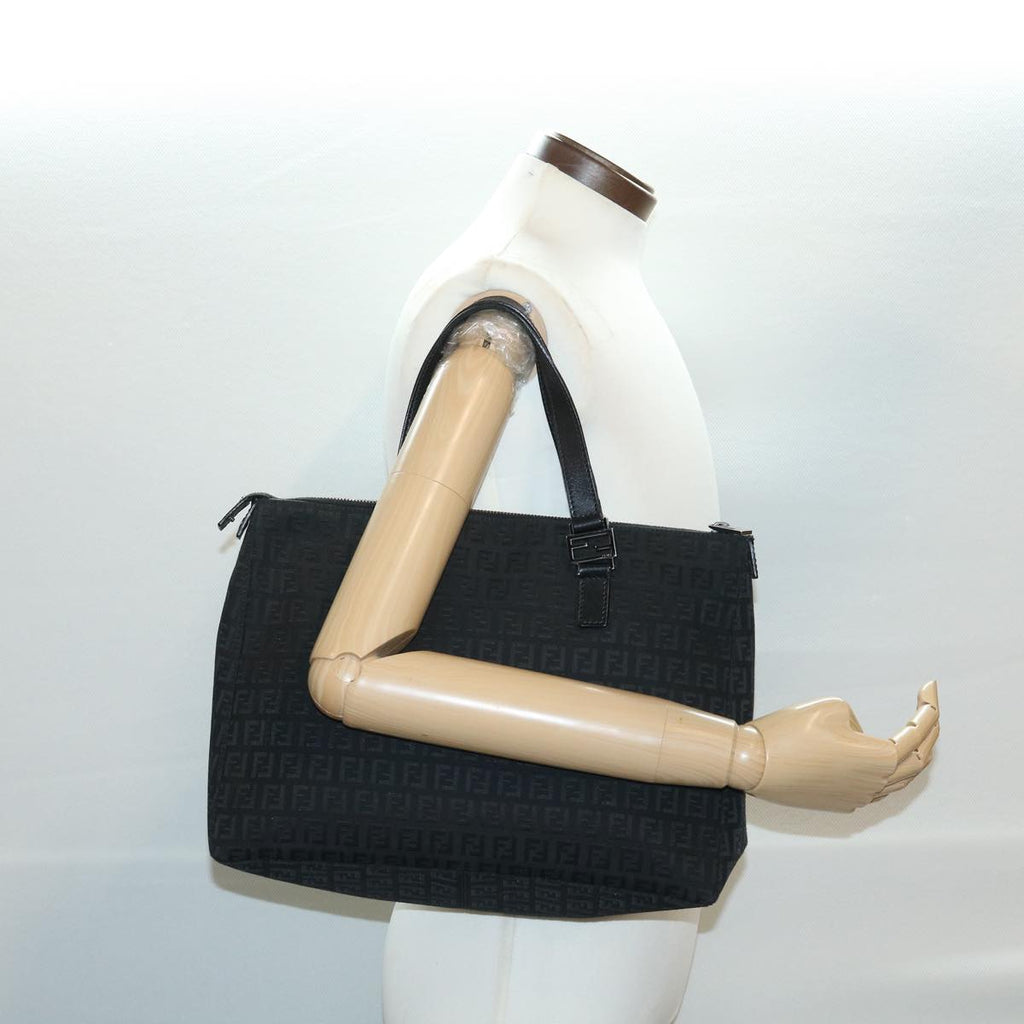 FENDI Zucchino Canvas Hand Bag Black  ac1348