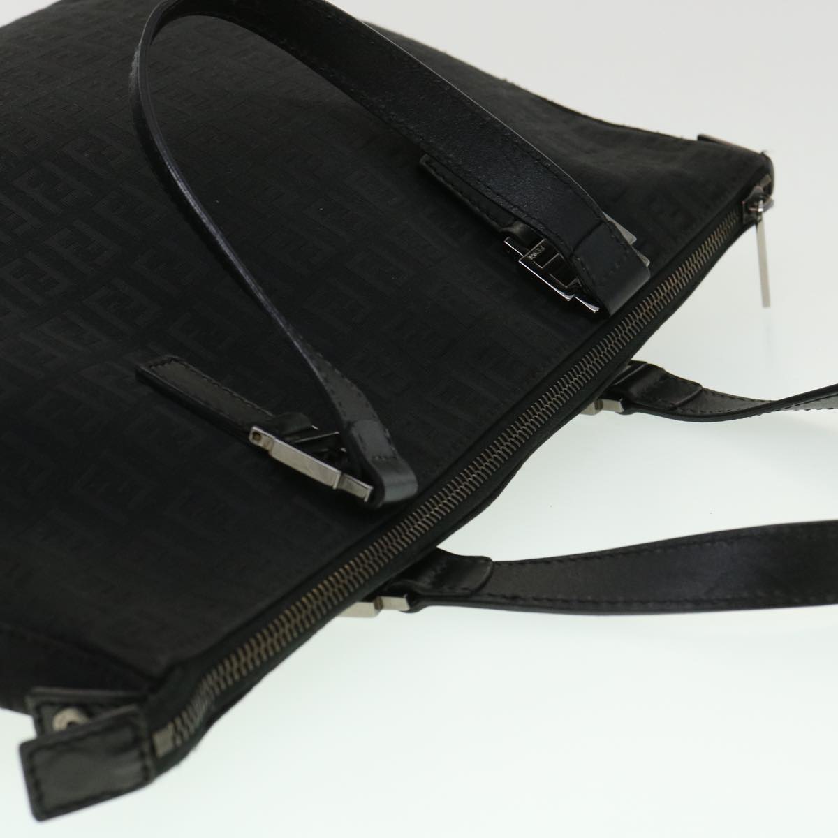 FENDI Zucchino Canvas Hand Bag Black  ac1348