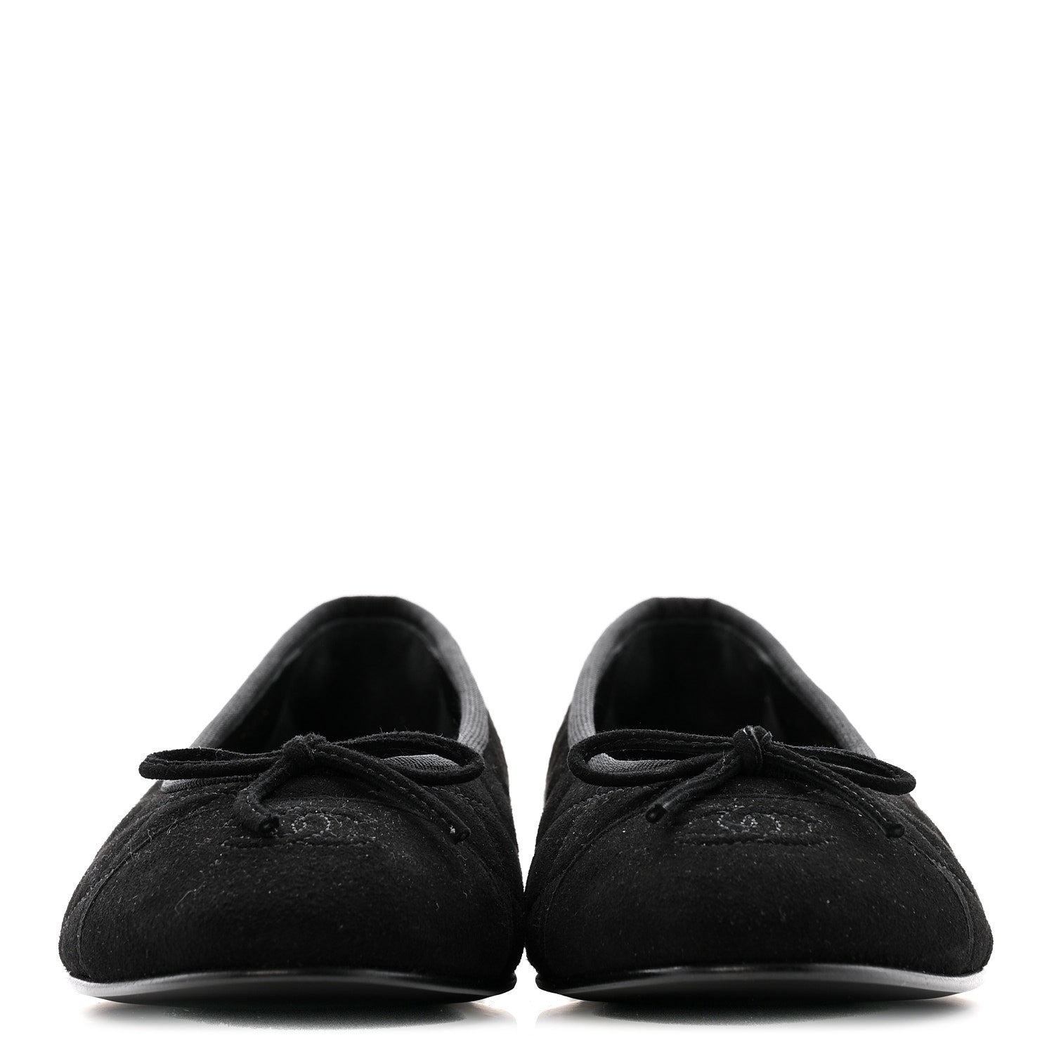 Chanel Suede Quilted Cap Toe CC Ballerina Flats 39.5 Black