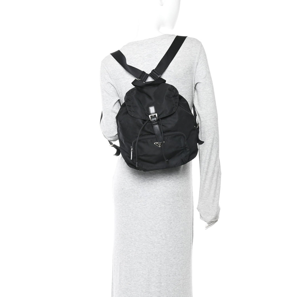 Prada Tessuto Nylon Vela Cinch Backpack Black