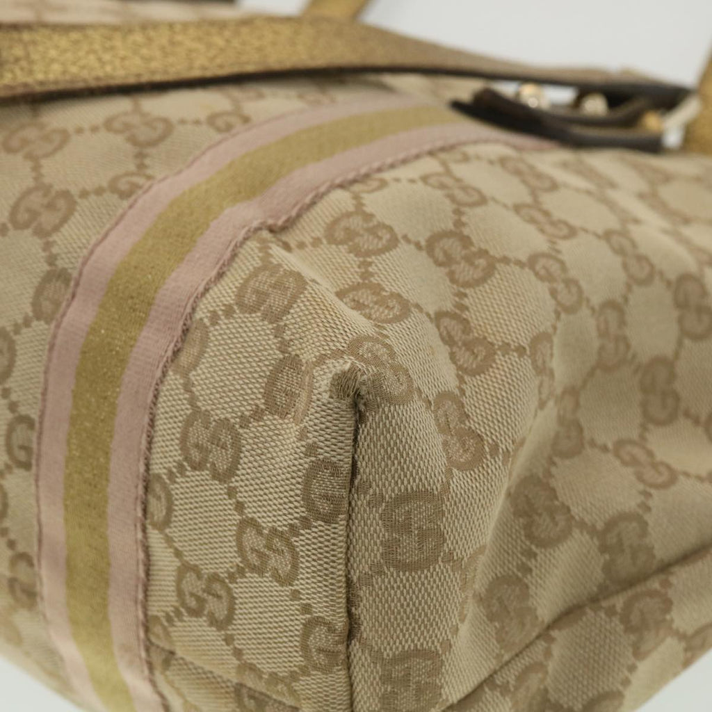 GUCCI GG Canvas Tote Bag Beige Gold 137396  ac1626