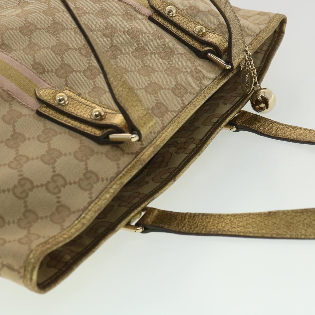 GUCCI GG Canvas Tote Bag Beige Gold 137396  ac1626