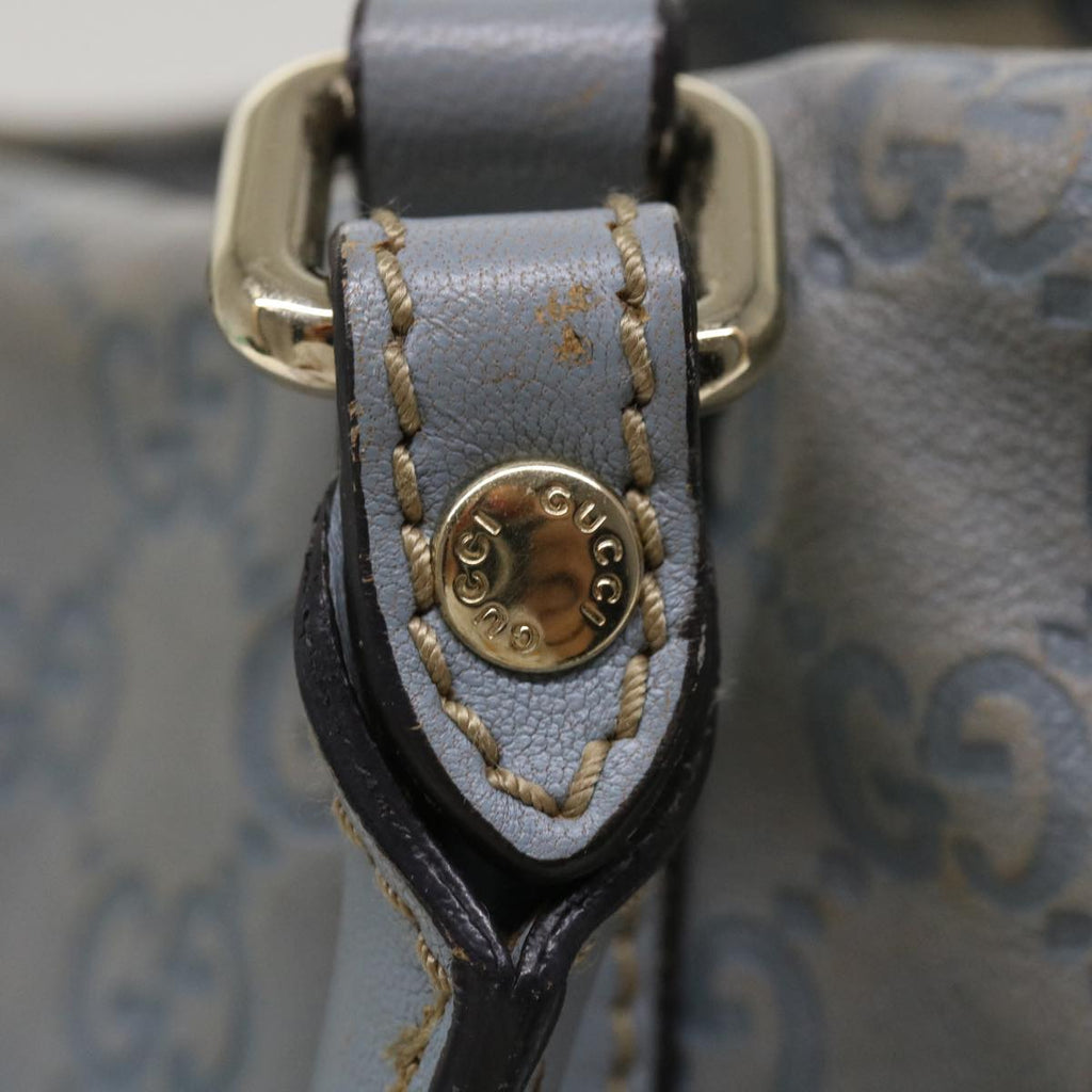 GUCCI GG Canvas Shoulder Bag Leather Light Blue 197953  ac1765