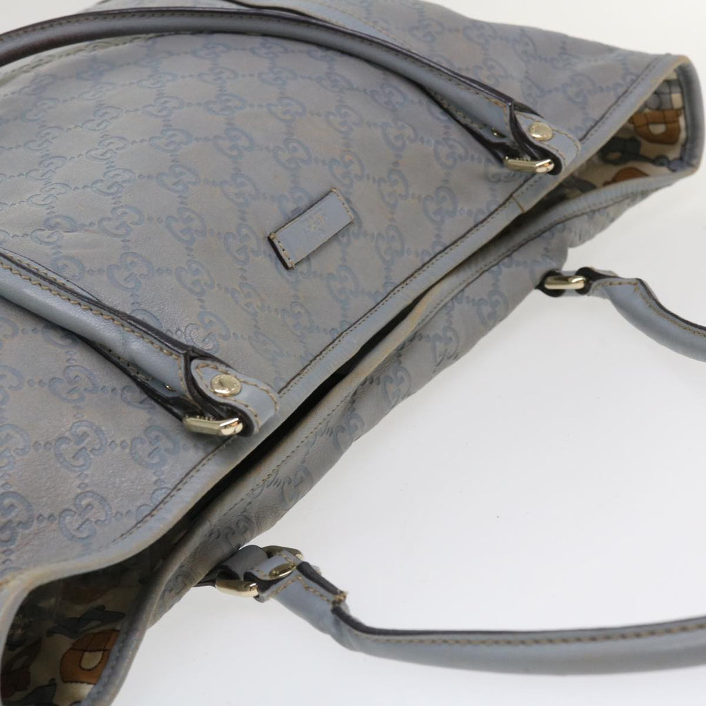 GUCCI GG Canvas Shoulder Bag Leather Light Blue 197953  ac1765