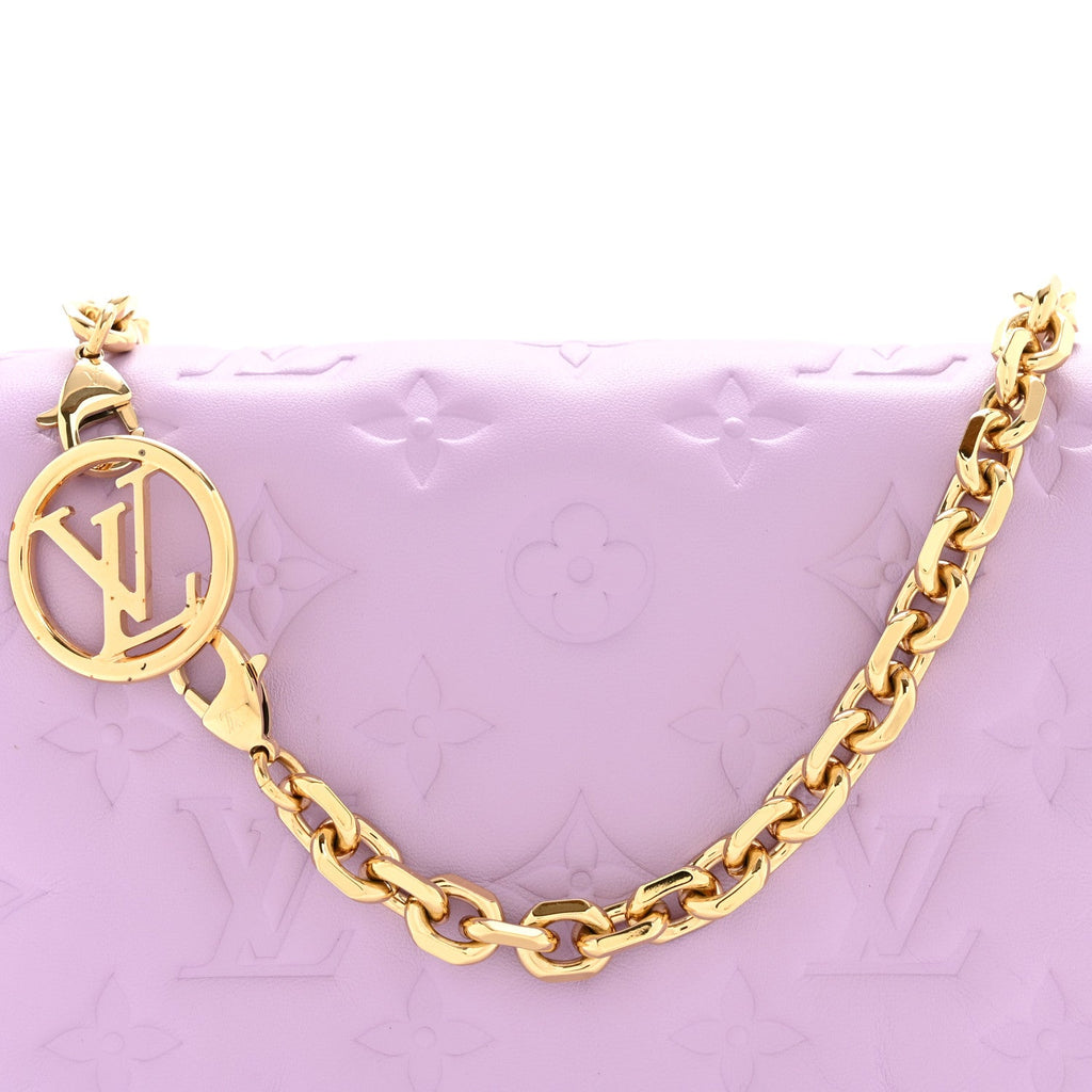 Louis Vuitton Lambskin Embossed Monogram Pochette Coussin Parme