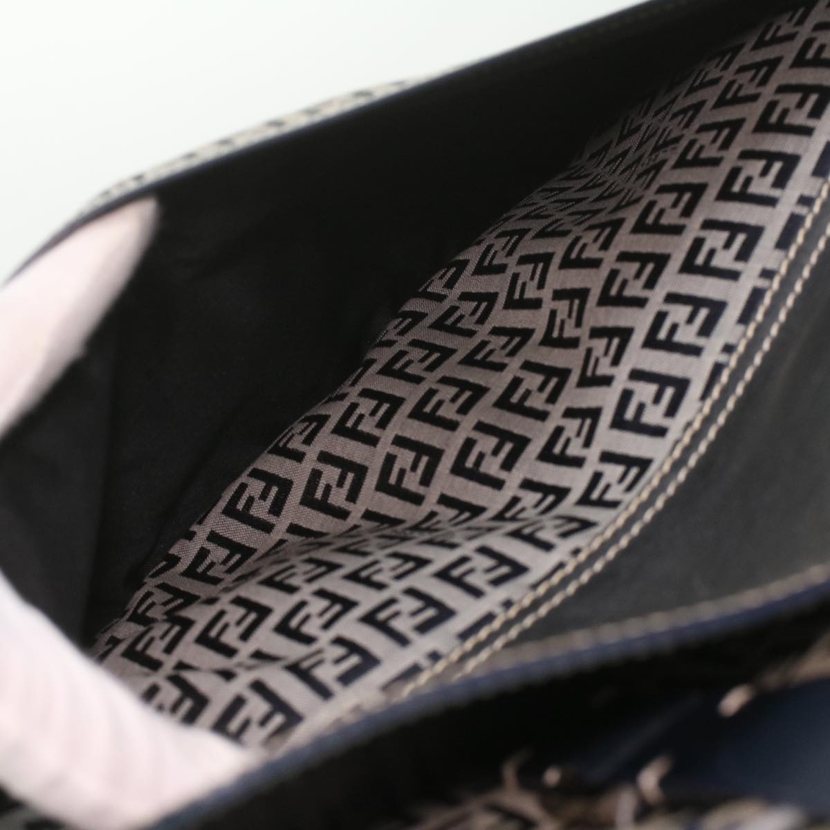 FENDI Zucchino Canvas Hand Bag Navy 71-16533-0-012  ac1835