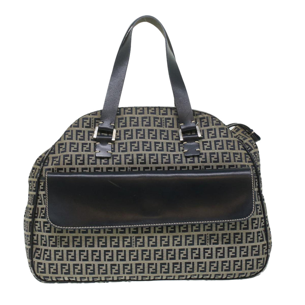 FENDI Zucchino Canvas Hand Bag Navy 71-16533-0-012 Auth ac1835