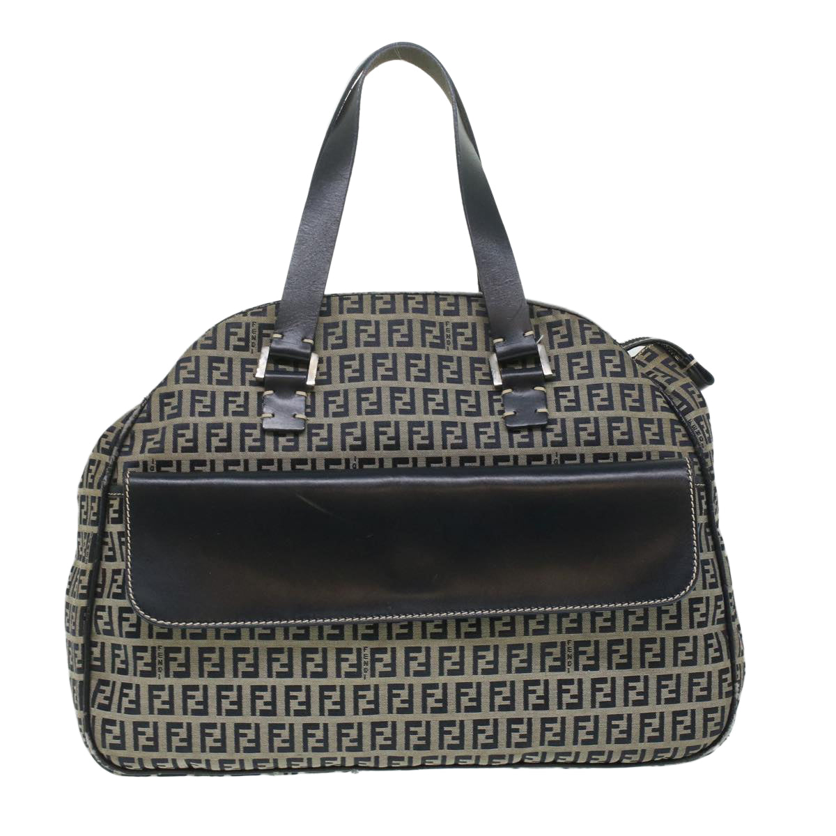 FENDI Zucchino Canvas Hand Bag Navy 71-16533-0-012 Auth ac1835