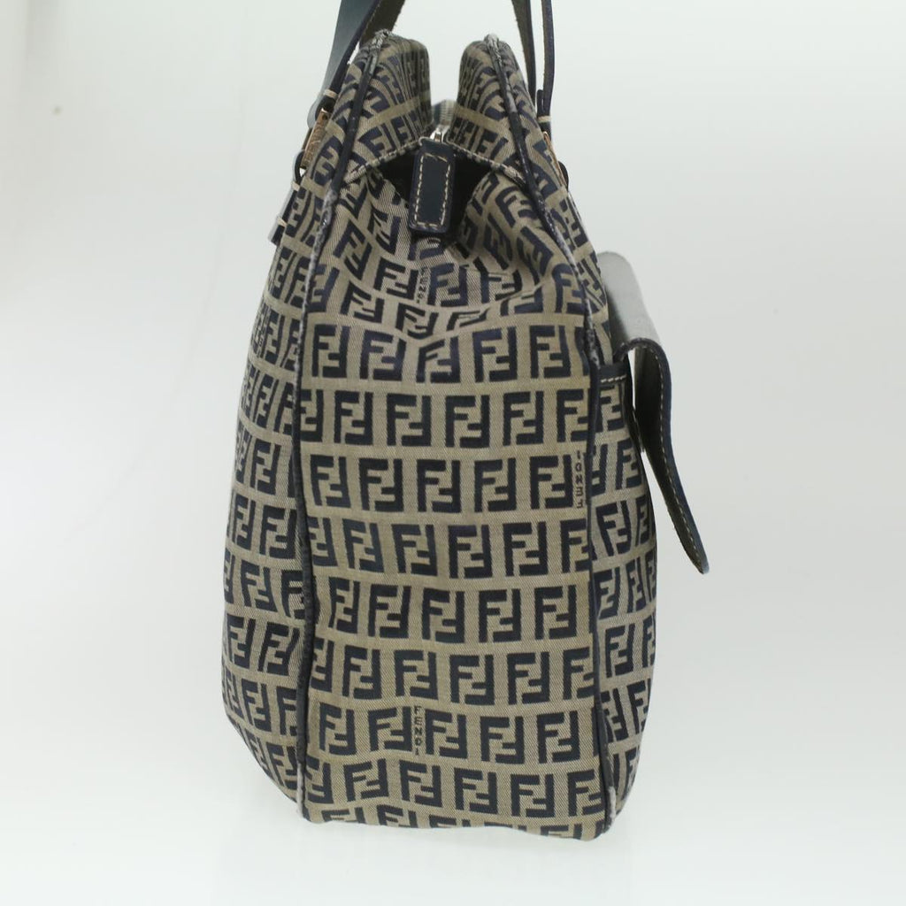 FENDI Zucchino Canvas Hand Bag Navy 71-16533-0-012 Auth ac1835