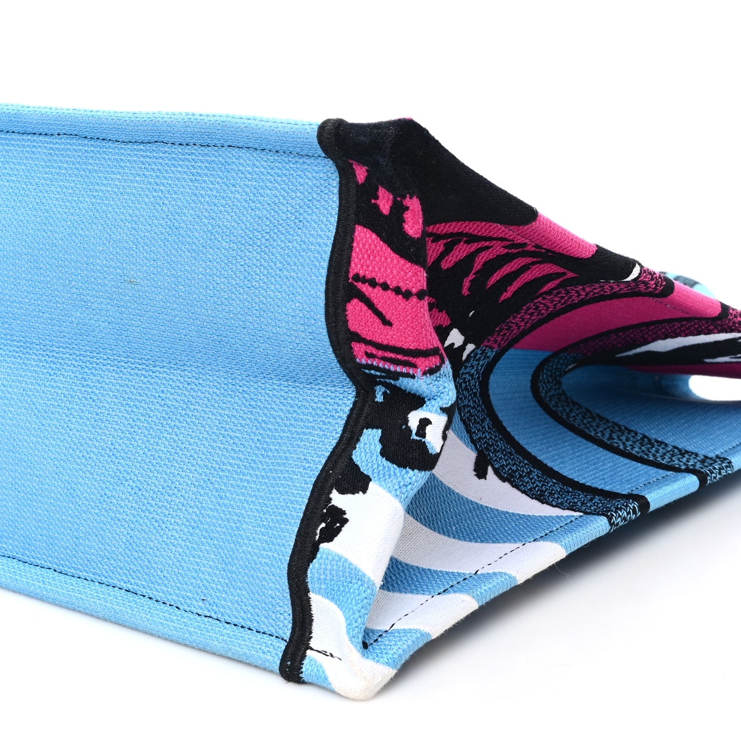 Christian Dior Canvas Embroidered Large Jungle Pop Book Tote Blue Multicolor