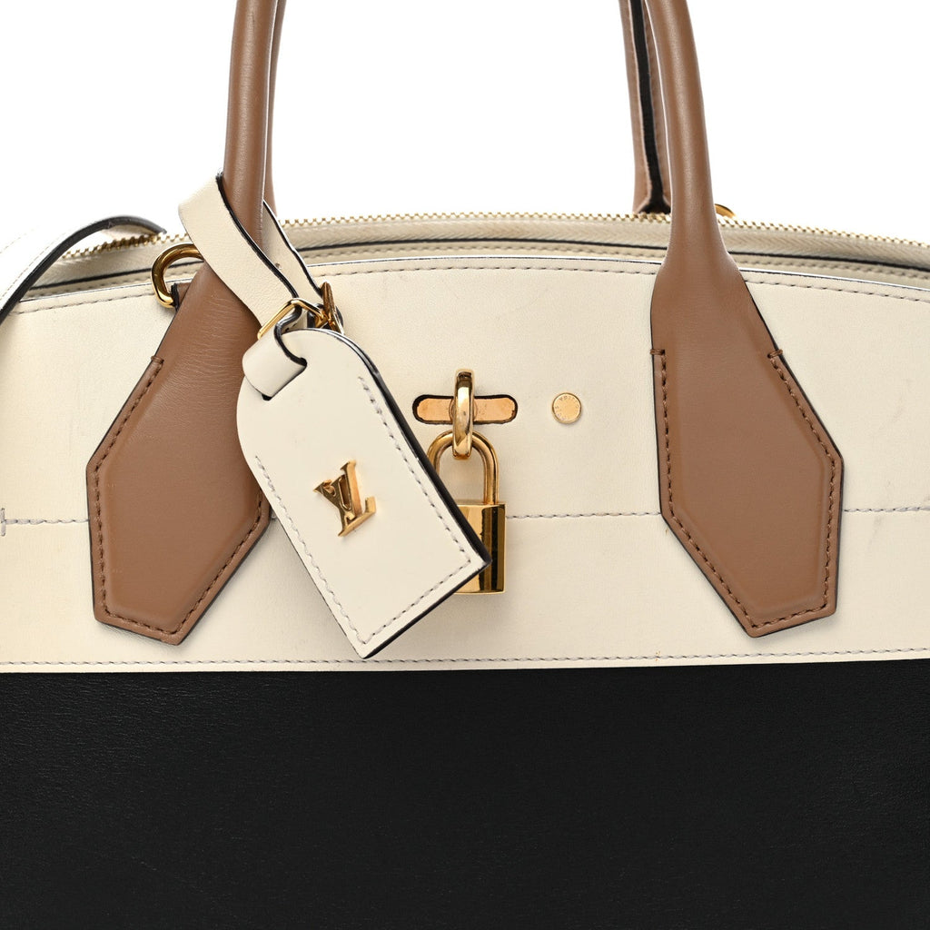 Louis Vuitton Taurillon City Steamer MM Creme Beige Black