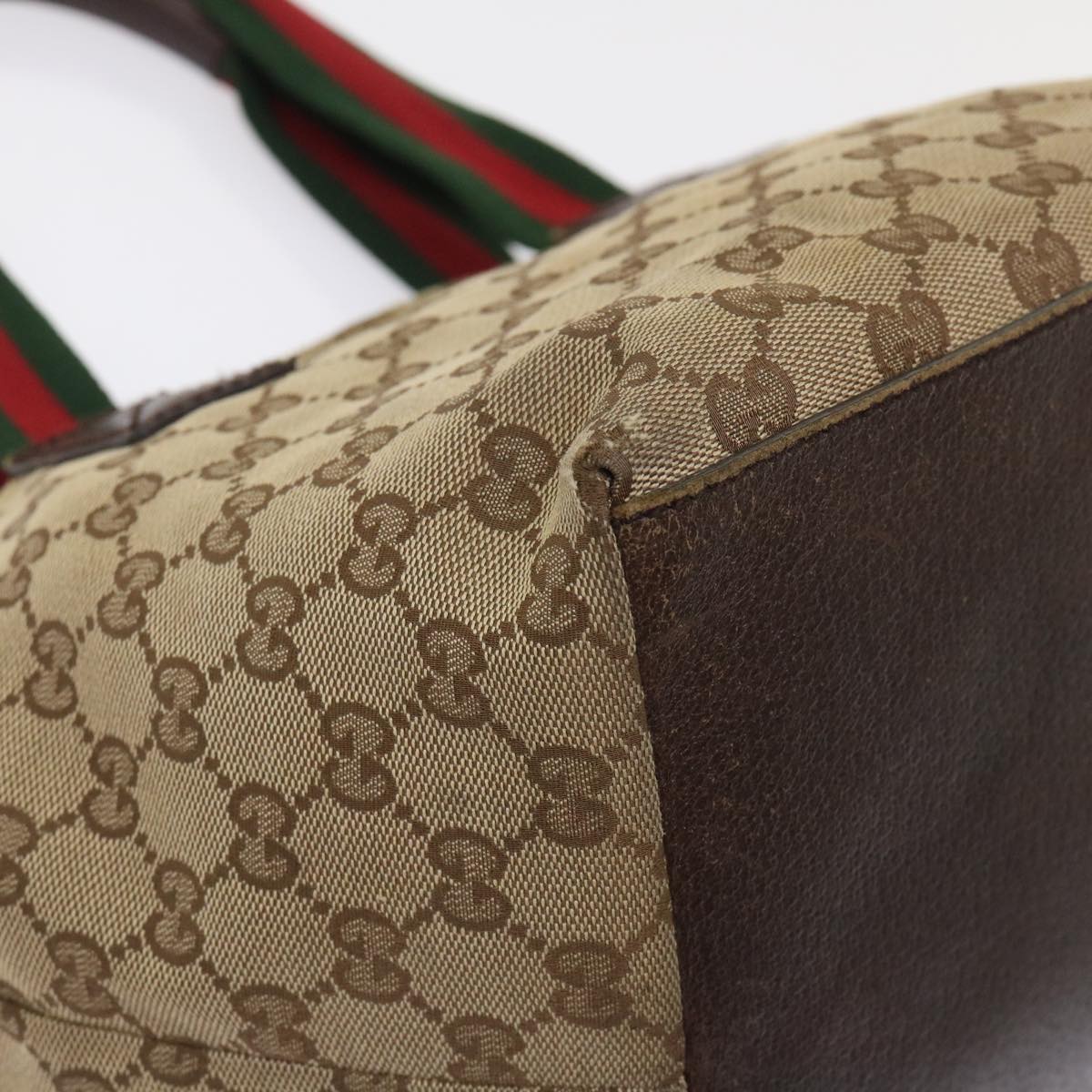 GUCCI GG Canvas Web Sherry Line Tote Bag Beige Red Green 131228  ac2026