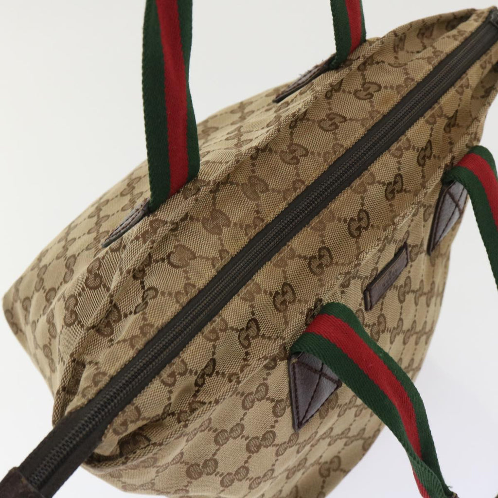 GUCCI GG Canvas Web Sherry Line Tote Bag Beige Red Green 131228  ac2026