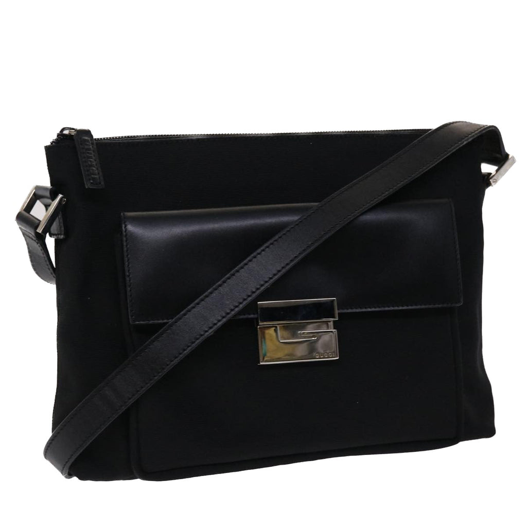 GUCCI Shoulder Bag Nylon Leather Black 00228650504  ac2038