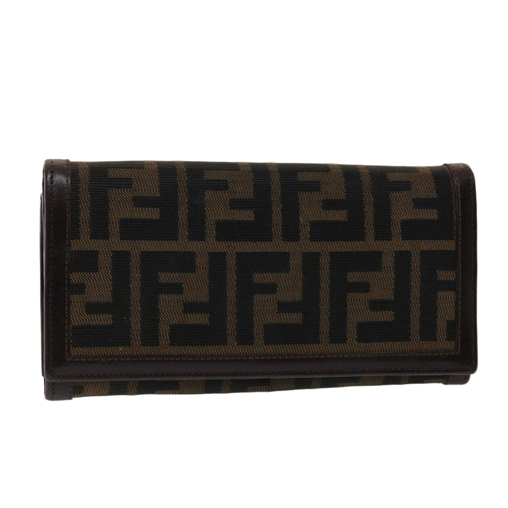 FENDI Zucca Canvas Long Wallet Black Brown  ac2048