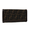 FENDI Zucca Canvas Long Wallet Black Brown  ac2048