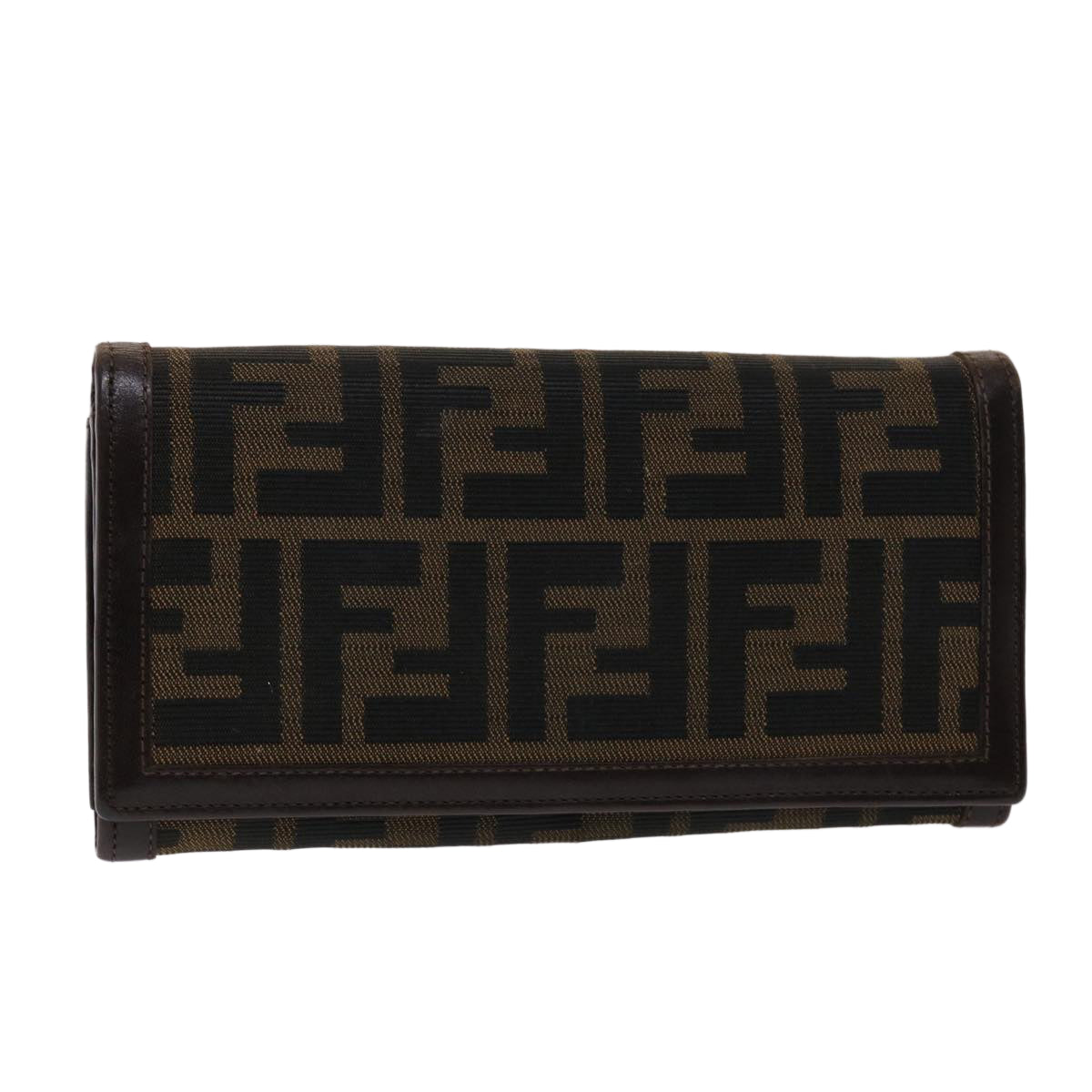 FENDI Zucca Canvas Long Wallet Black Brown  ac2048