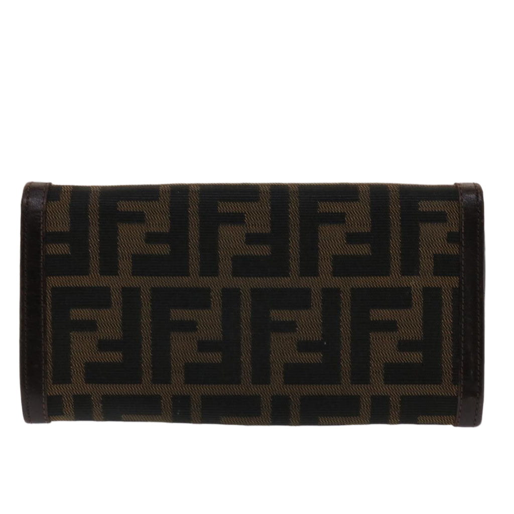 FENDI Zucca Canvas Long Wallet Black Brown  ac2048