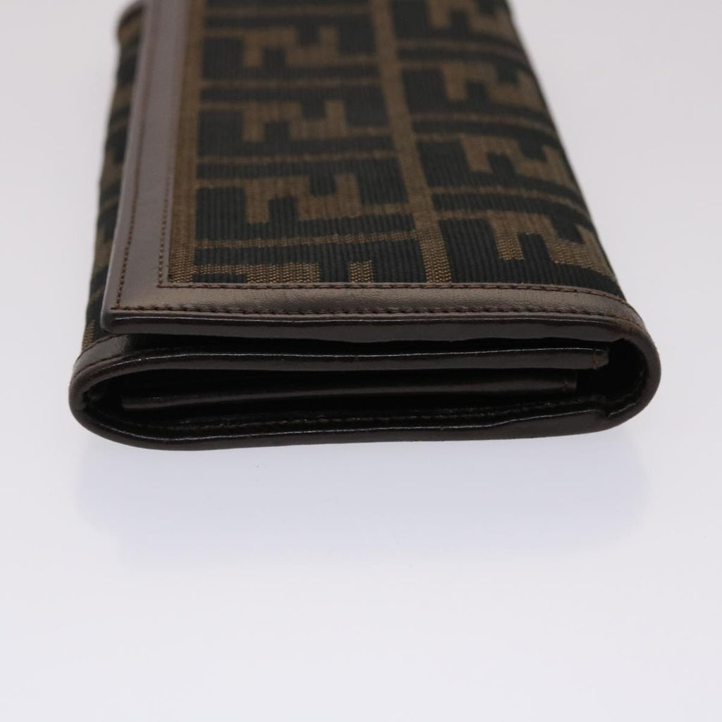 FENDI Zucca Canvas Long Wallet Black Brown  ac2048