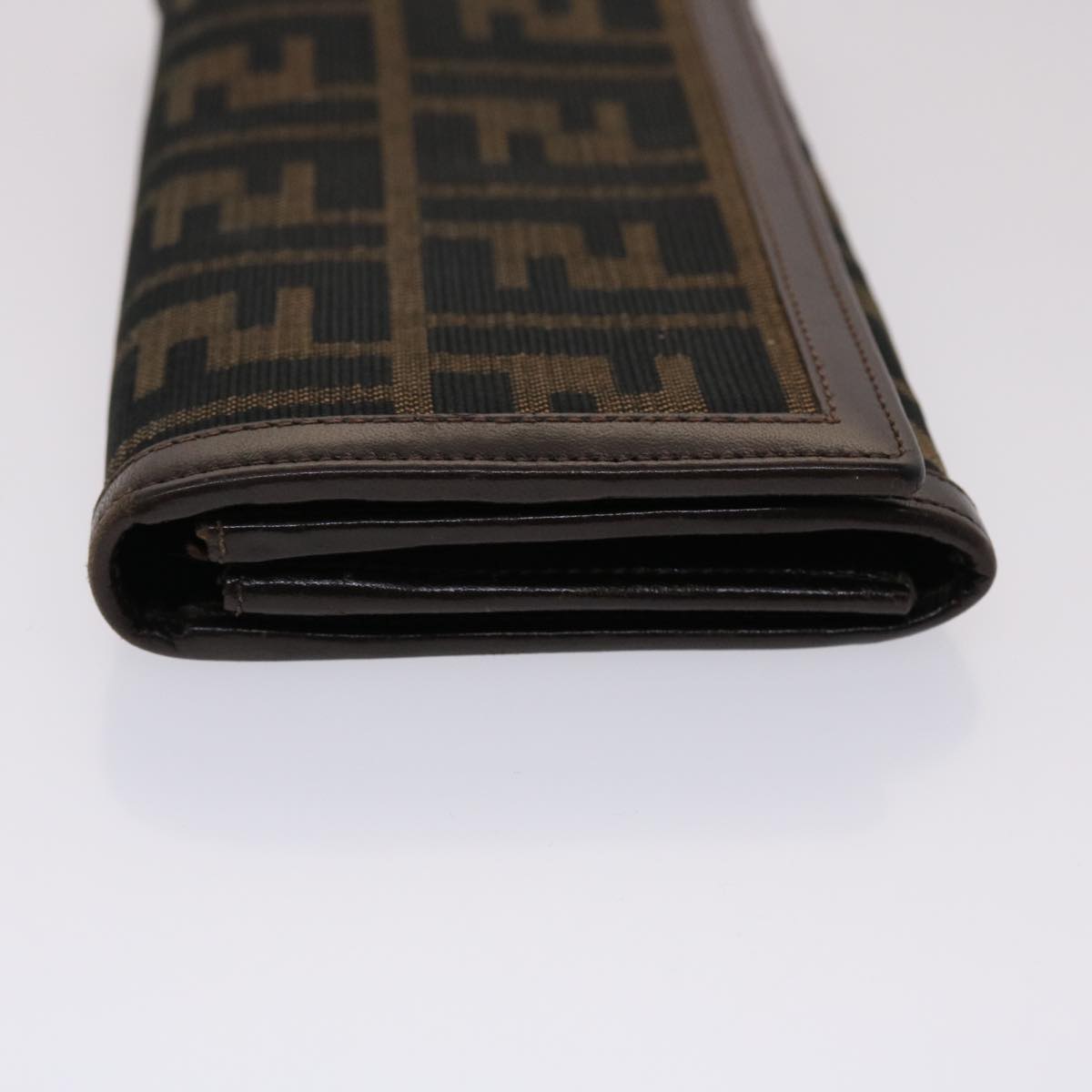 FENDI Zucca Canvas Long Wallet Black Brown  ac2048