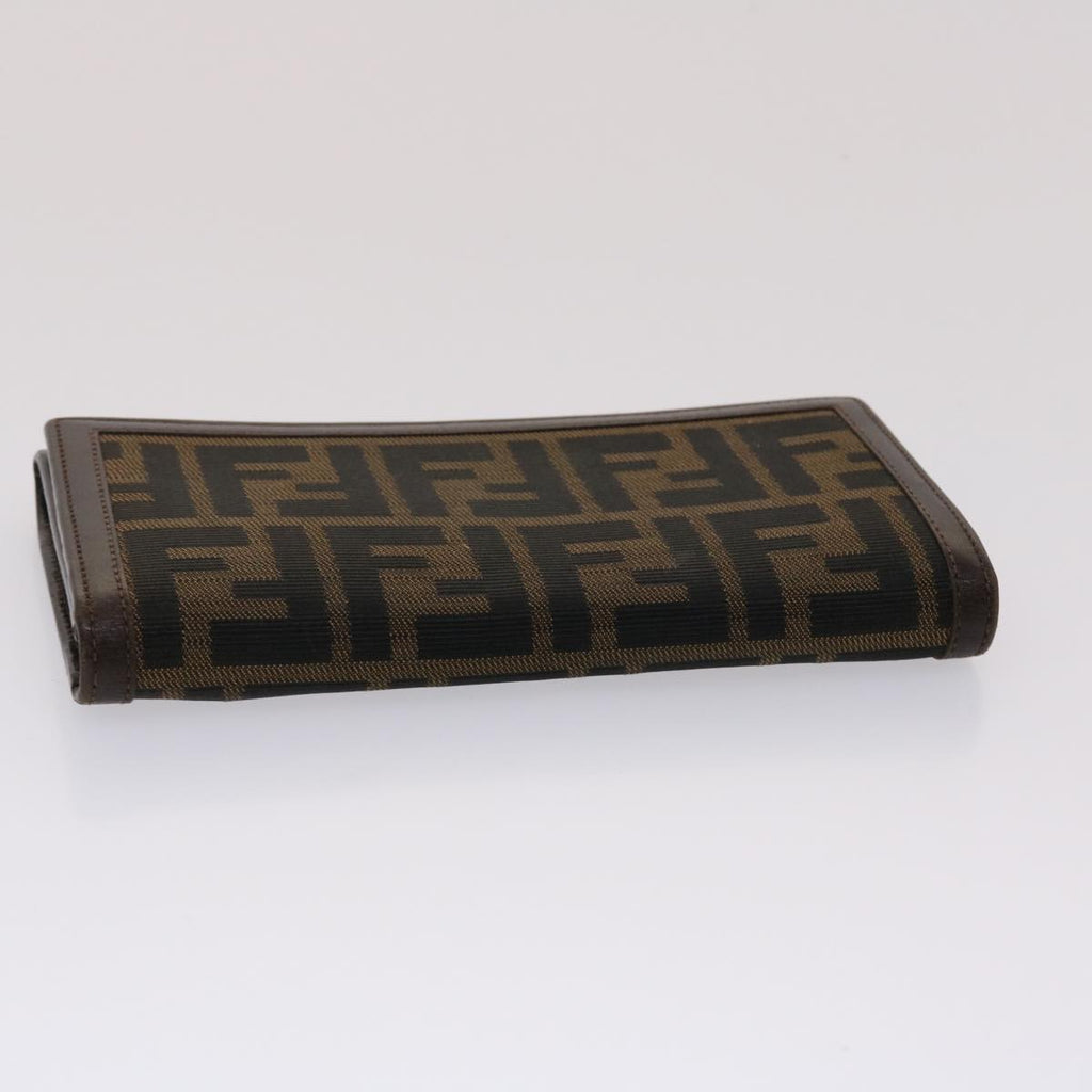 FENDI Zucca Canvas Long Wallet Black Brown  ac2048