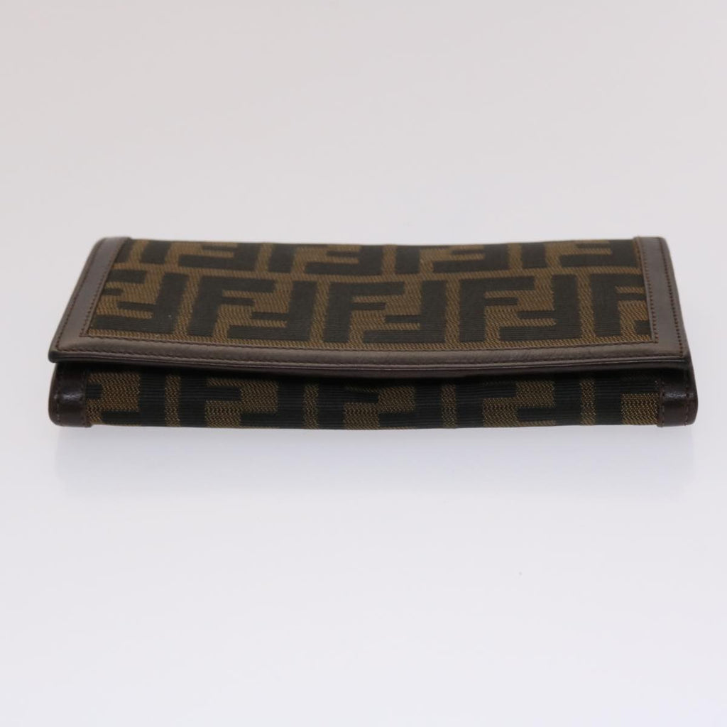 FENDI Zucca Canvas Long Wallet Black Brown  ac2048
