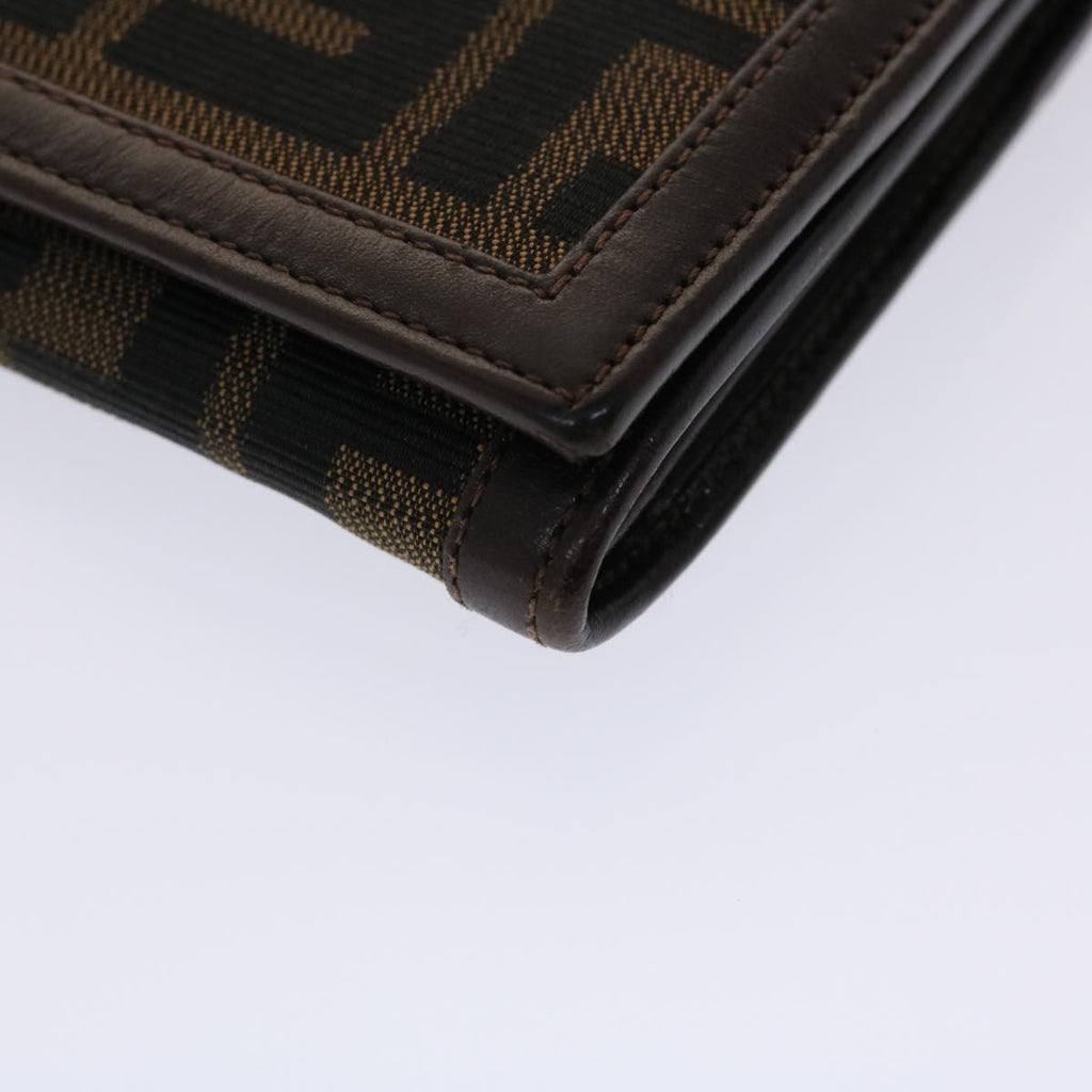 FENDI Zucca Canvas Long Wallet Black Brown  ac2048