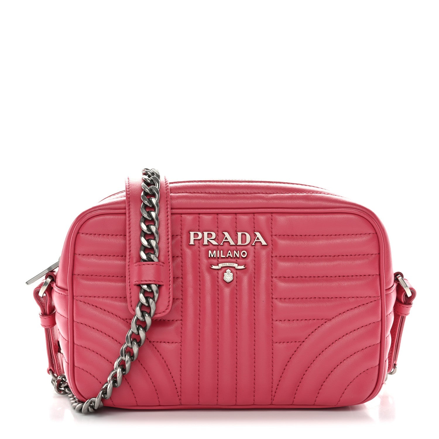 Prada Soft Calfskin Diagramme Camera Bag Peonia