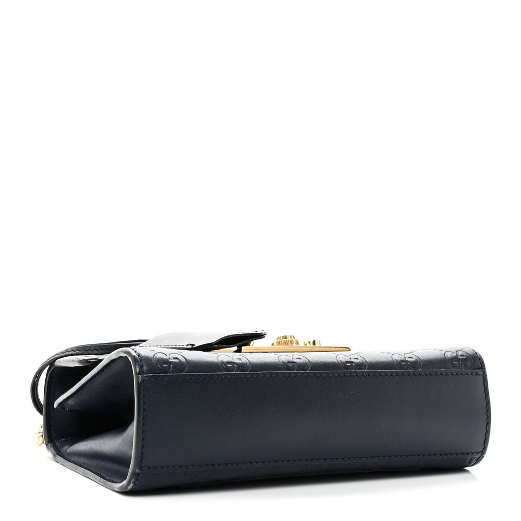 Gucci Guccissima Small Padlock Shoulder Bag Blue Agata