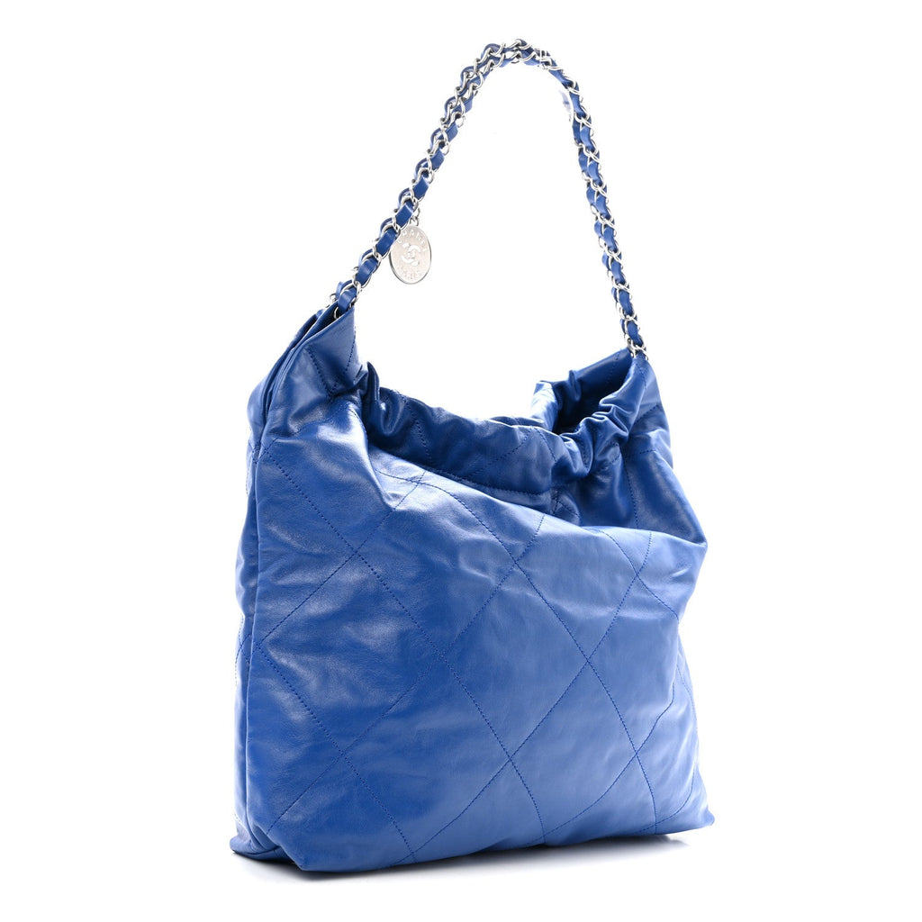 Chanel Shiny Calfskin Quilted Chanel 22 Blue