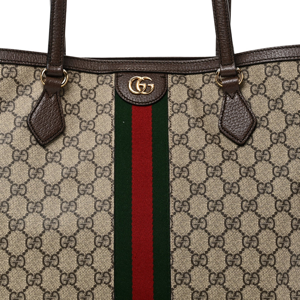 Gucci GG Supreme Monogram Medium Ophidia Shopping Tote Brown