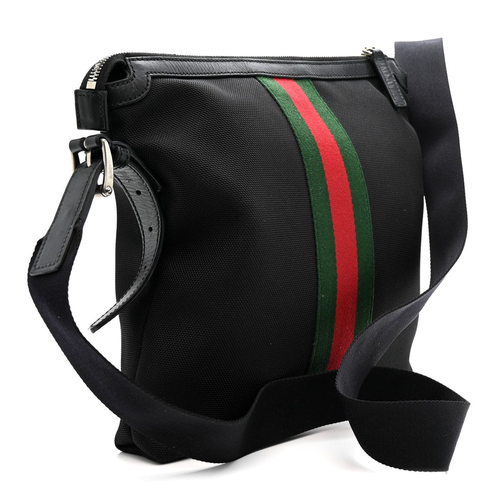 Gucci Techno Canvas Web Messenger Bag Black