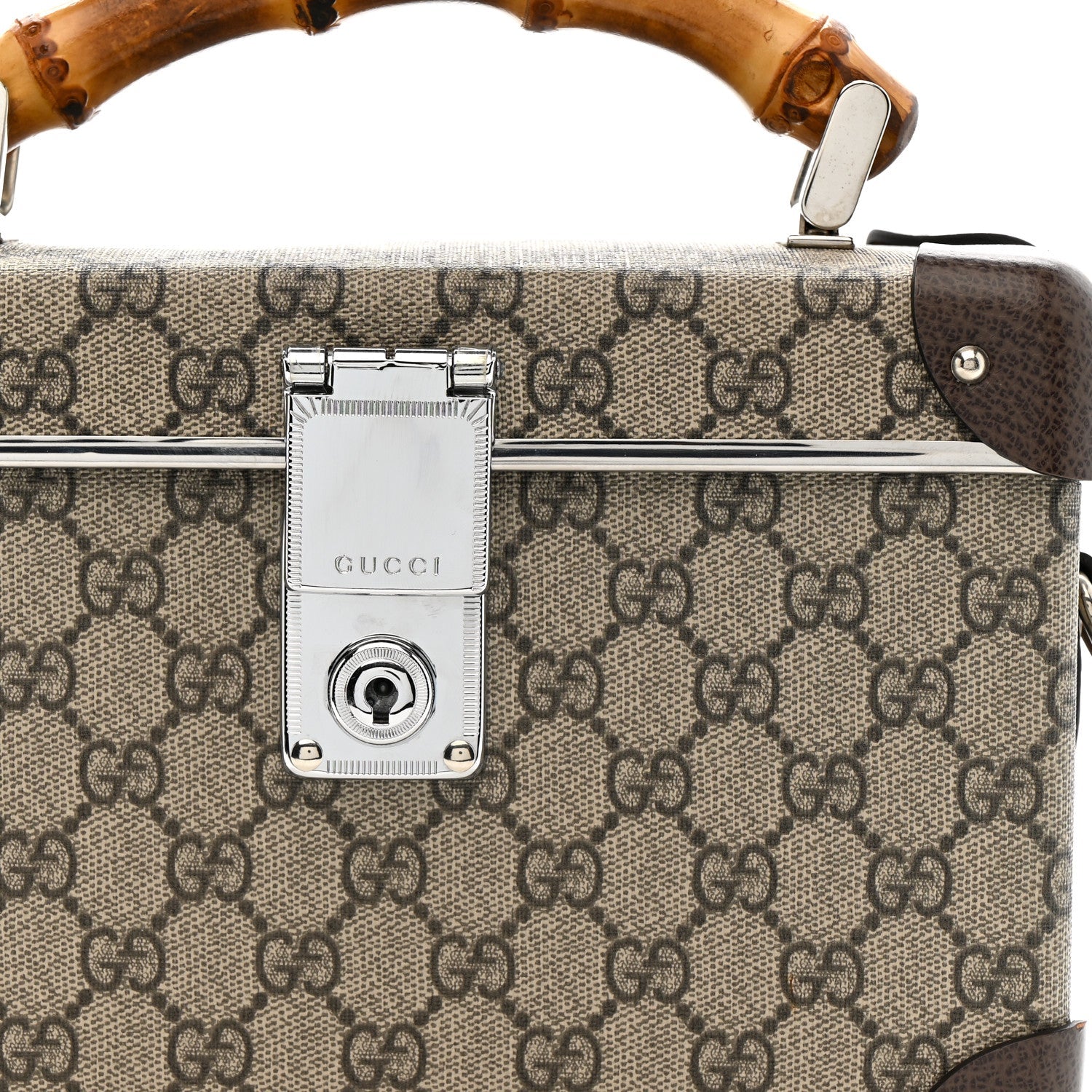 Gucci GG Supreme Monogram Globe-Trotter Beauty Case Brown