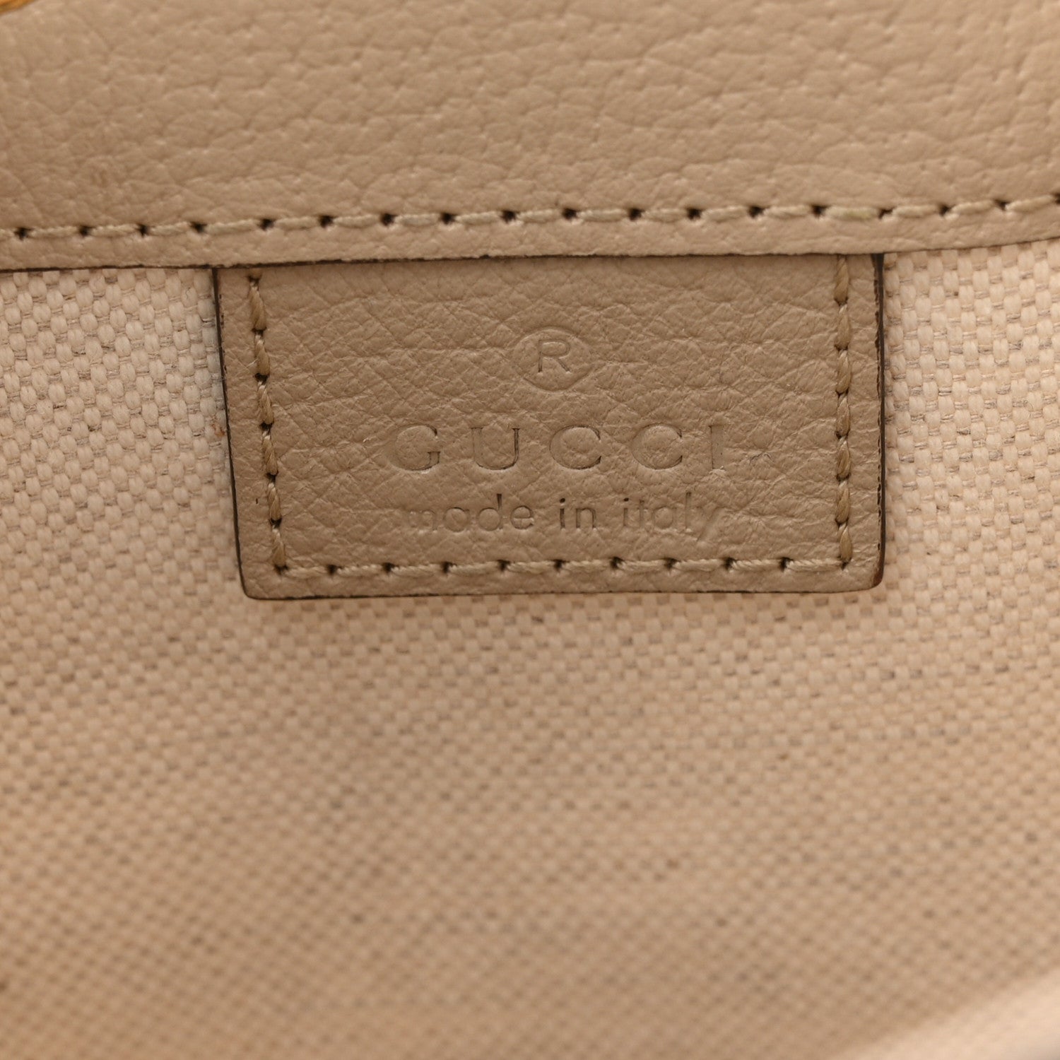 Gucci GG Supreme Monogram Textured Calfskin Web Mini Ophidia Bucket Bag Beige Ebony Mystic White Oatmeal
