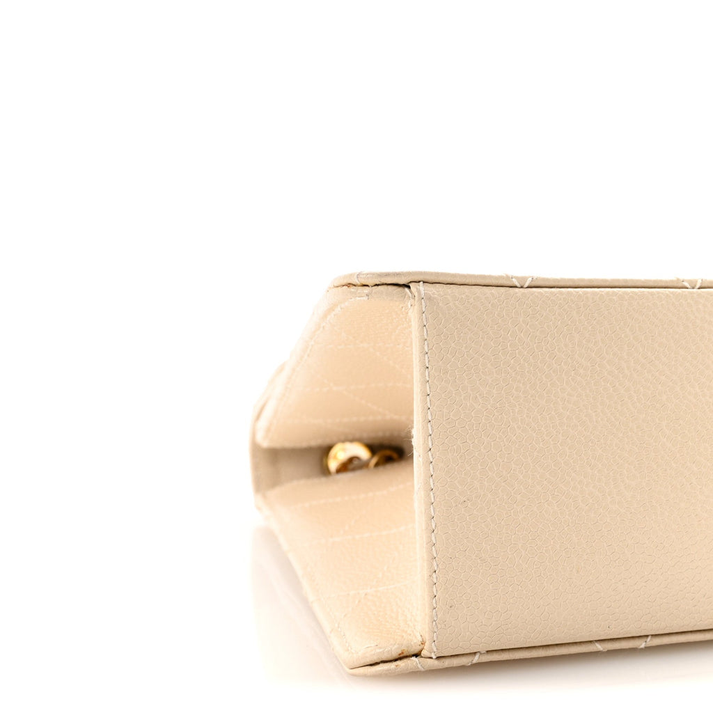 Chanel Caviar Stitch Medium Single Flap Beige Clair