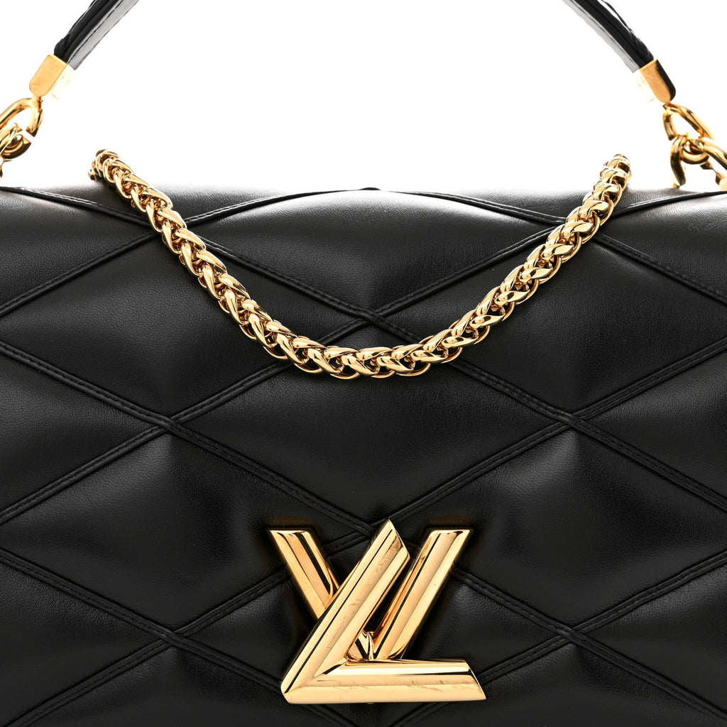 Louis Vuitton Lambskin Malletage Top Handle GO-14 GM Black