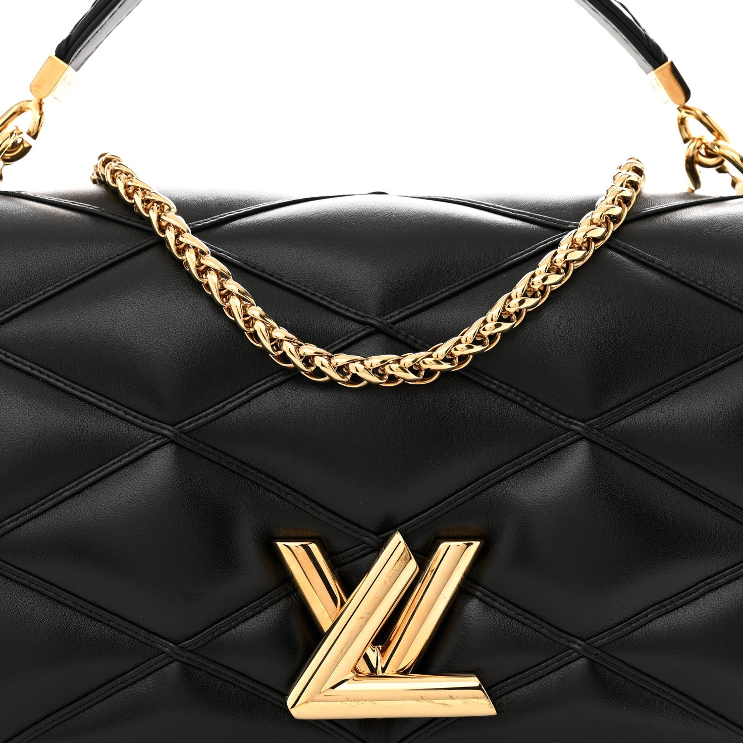 Louis Vuitton Lambskin Malletage Top Handle GO-14 GM Black