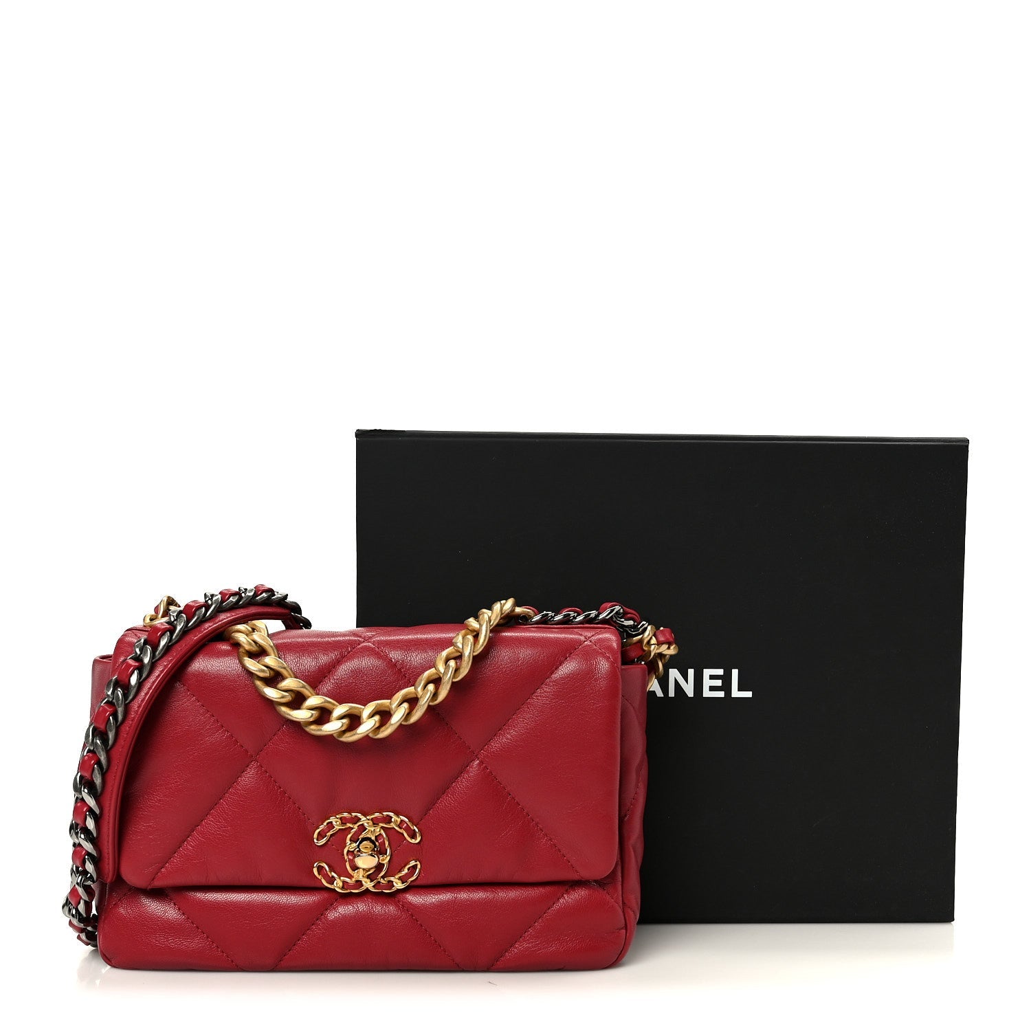 Chanel Goatskin Quilted Medium Chanel 19 Flap Red